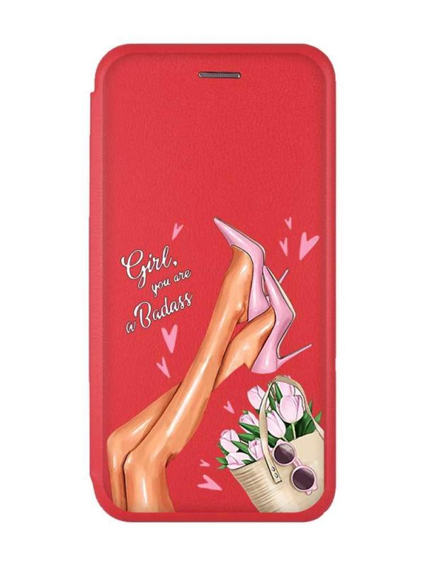 Чохол-книжка з малюнком на Xiaomi Redmi Note 7/7 Pro :: Червоний :: Ніжки /принт 62/