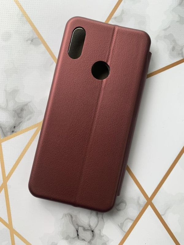 Чохол-книжка з малюнком на Xiaomi Redmi Note 7/7 Pro :: Бордовий :: Дівчина з паспортом /принт 13/