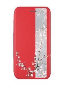 Чохол-книжка з малюнком на Xiaomi Redmi Note 7/7 Pro :: Червоний :: Квітуча сакура /принт 285/
