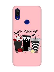 Матовий чохол з рожевими боками на Xiaomi Redmi 7 :: Коктейлі. Венздей /принт 216/