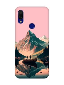 Матовий чохол з рожевими боками на Xiaomi Redmi 7 :: Човен. Пейзаж /принт 246/