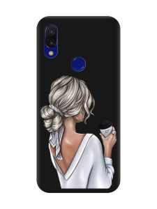 Матовий чохол з чорними боками на Xiaomi Redmi 7 :: Дівчина з латте /принт 227/