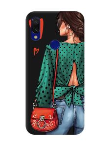 Матовий чохол з чорними боками на Xiaomi Redmi 7 :: Дівчина в зеленому /принт 224/