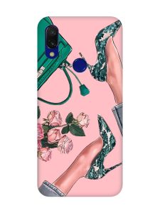 Матовий чохол з рожевими боками на Xiaomi Redmi 7 :: Туфельки і квіти /принт 225/