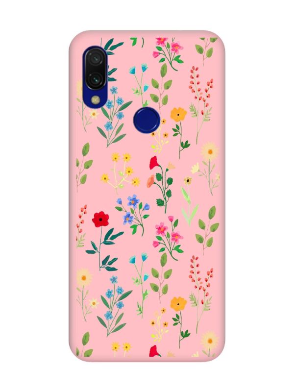 Матовий чохол з рожевими боками на Xiaomi Redmi 7 :: Квітковий фон /принт 269/