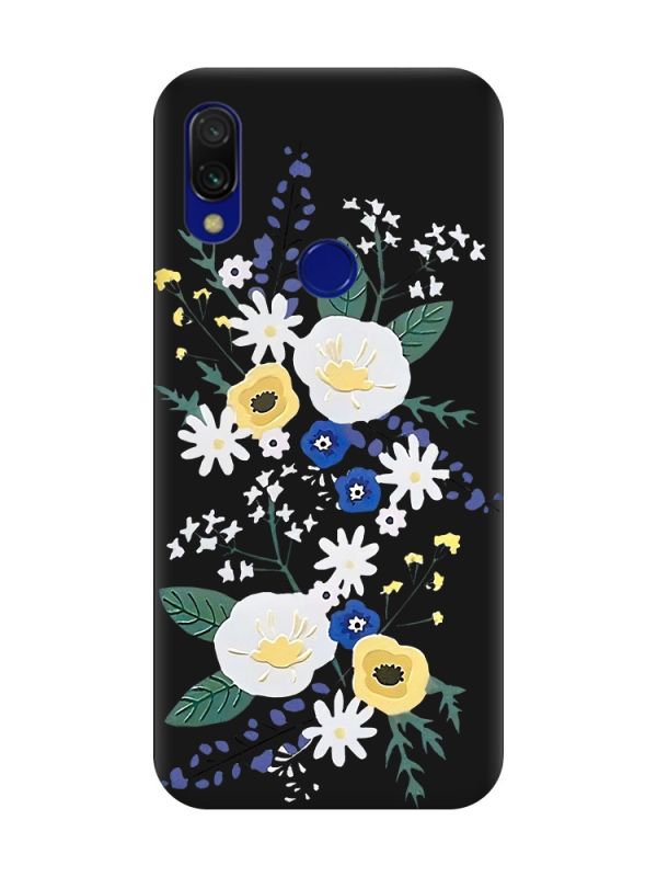 Матовий чохол з чорними боками на Xiaomi Redmi 7 :: Квіти. Акварель /принт 271/