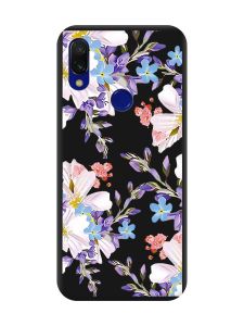 Матовий чохол з чорними боками на Xiaomi Redmi 7 :: Квітковий малюнок /принт 272/