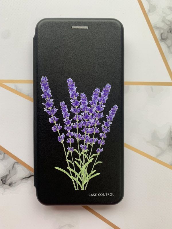 Чохол-книжка з малюнком на Xiaomi Redmi 7 :: Чорний :: Лаванда /принт 28/