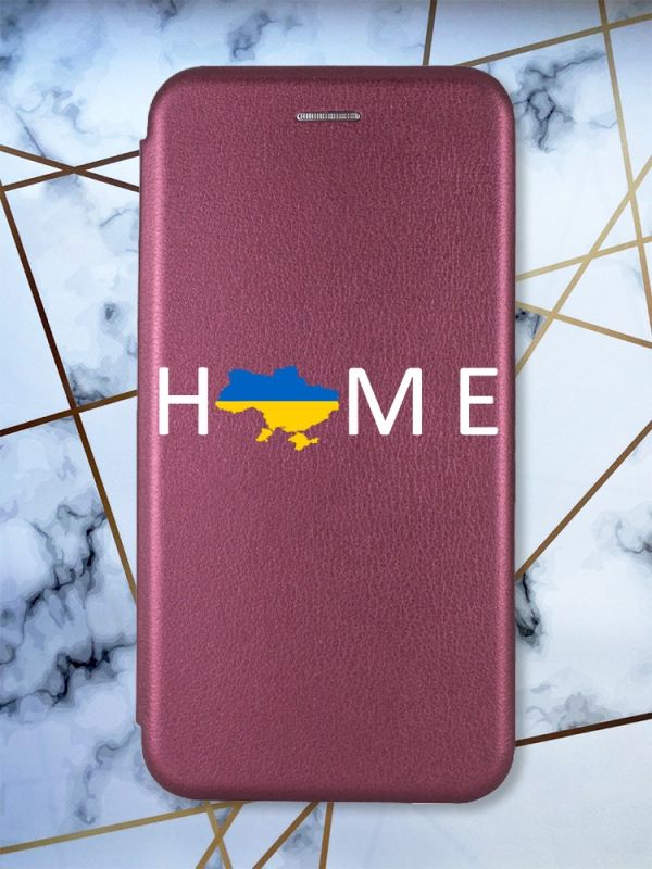 Чохол-книжка з малюнком на Xiaomi Redmi 7 :: Бордовий :: Дім Україна /принт 73/