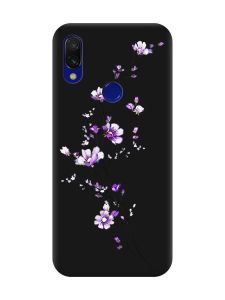 Матовий чохол з чорними боками на Xiaomi Redmi 7 :: Гілочка квітів /принт 278/