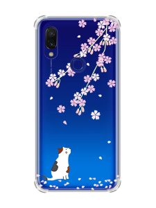 Чохол з потовщеними кутами на Xiaomi Redmi 7 :: Котик і сакура /принт 283/