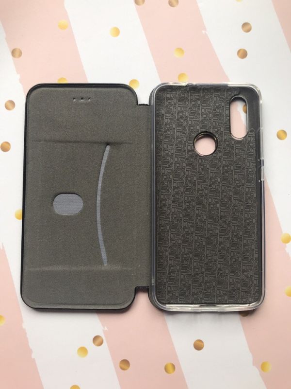 Чохол-книжка з малюнком на Xiaomi Redmi 7 :: Чорний :: Тризуб Полум'я /принт 257/