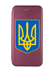 Чохол-книжка з малюнком на Xiaomi Redmi 7 :: Бордовий :: Тризуб Україна /принт 256/