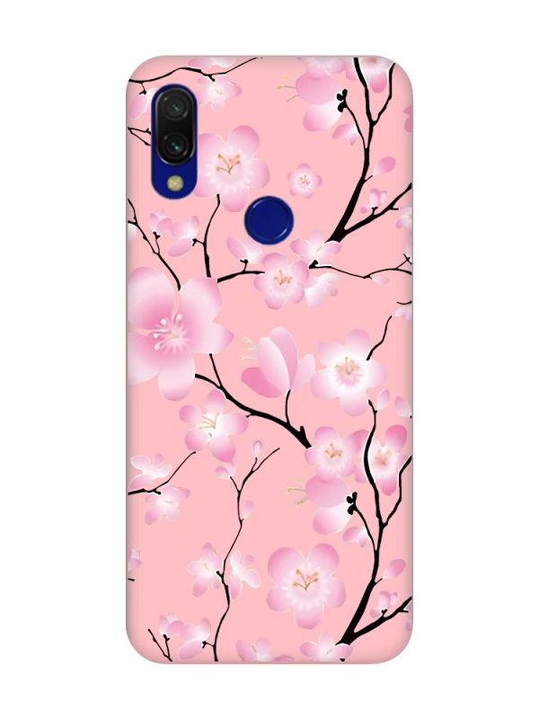 Матовий чохол з рожевими боками на Xiaomi Redmi 7 :: Квітуча сакура /принт 282/