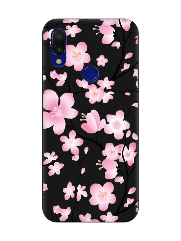 Матовий чохол з чорними боками на Xiaomi Redmi 7 :: Квітуча сакура /принт 282/