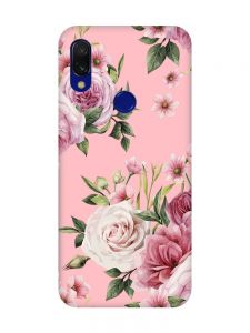 Матовий чохол з рожевими боками на Xiaomi Redmi 7 :: Рожеві квіти /принт 287/