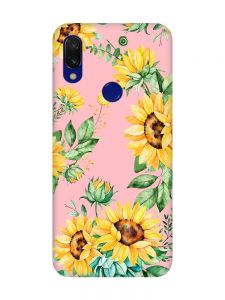 Матовий чохол з рожевими боками на Xiaomi Redmi 7 :: Соняхи /принт 288/