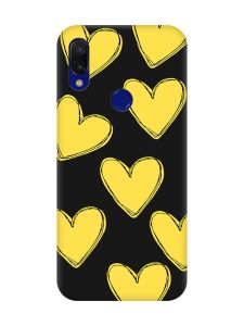 Матовий чохол з чорними боками на Xiaomi Redmi 7 :: Сердечка жовті /принт 259/