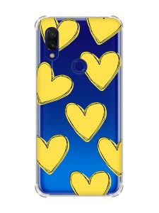 Чохол з потовщеними кутами на Xiaomi Redmi 7 :: Сердечка жовті /принт 259/
