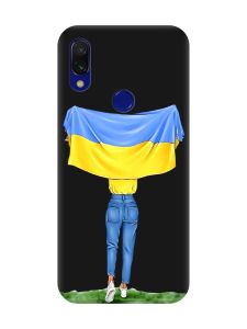 Матовий чохол з чорними боками на Xiaomi Redmi 7 :: Дівчина з прапором /принт 263/