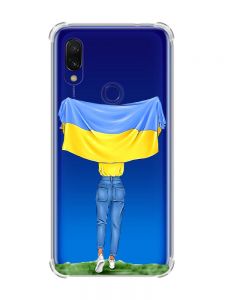 Чохол з потовщеними кутами на Xiaomi Redmi 7 :: Дівчина з прапором /принт 263/