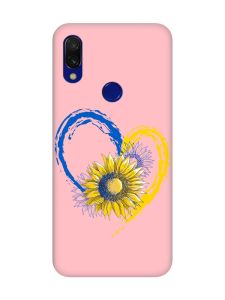 Матовий чохол з рожевими боками на Xiaomi Redmi 7 :: Серце з соняхом. Україна /принт 260/