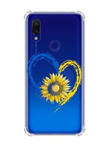 Чохол з потовщеними кутами на Xiaomi Redmi 7 :: Серце з соняхом. Україна /принт 260/