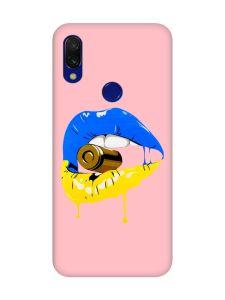 Матовий чохол з рожевими боками на Xiaomi Redmi 7 :: Губи і патрон /принт 264/