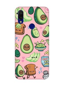 Матовий чохол з рожевими боками на Xiaomi Redmi 7 :: Милі авокадо каваї /принт 305/