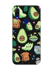 Матовий чохол з чорними боками на Xiaomi Redmi 7 :: Милі авокадо каваї /принт 305/