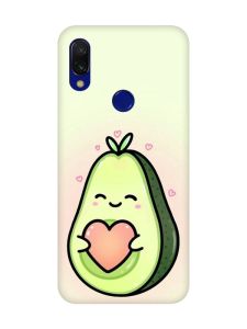 Матовий чохол з рожевими боками на Xiaomi Redmi 7 :: Кавай авокадо з сердечком /принт 310/