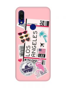 Матовий чохол з рожевими боками на Xiaomi Redmi 7 :: Подорожі. Лос-Анджелес /принт 328/
