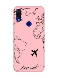 Матовий чохол з рожевими боками на Xiaomi Redmi 7 :: Карта. Контур /принт 330/