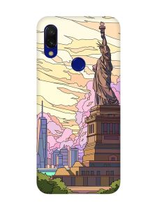 Чохол з рожевими боками на Xiaomi Redmi 7 :: Статуя Свободи /принт 331/