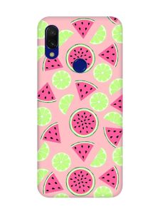 Матовий чохол з рожевими боками на Xiaomi Redmi 7 :: Кавуни и лайм /принт 345/