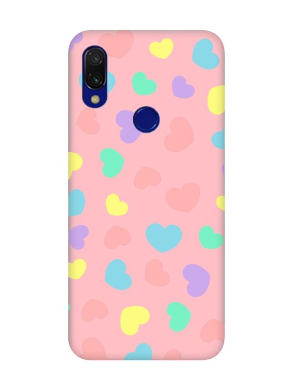 Матовий чохол з рожевими боками на Xiaomi Redmi 7 :: Різнокольорові сердечка /принт 335/