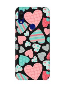 Матовий чохол з чорними боками на Xiaomi Redmi 7 :: Різнокольорові сердечка /принт 334/