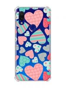 Чохол з потовщеними кутами на Xiaomi Redmi 7 :: Різнокольорові сердечка /принт 334/