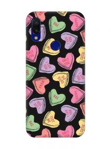 Матовий чохол з чорними боками на Xiaomi Redmi 7 :: Сердечка з текстом /принт 333/