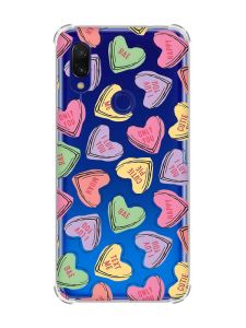 Чохол з потовщеними кутами на Xiaomi Redmi 7 :: Сердечка з текстом /принт 333/