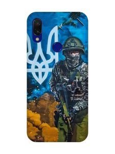 Матовий чохол з чорними боками на Xiaomi Redmi 7 :: Військовий /патріотичний /принт 349/