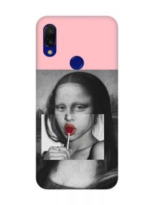 Матовий рожевий чохол на Xiaomi Redmi 7 :: Сучасна Мона Ліза /принт 351/