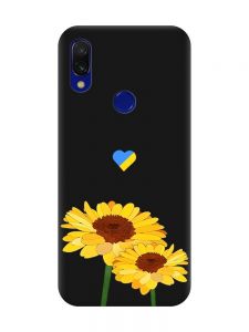 Матовий чорний чохол на Xiaomi Redmi 7 :: Жовті квіти /принт 364/