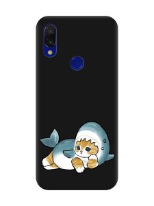 Матовий чорний чохол на Xiaomi Redmi 7 :: Котик акула /принт 355/