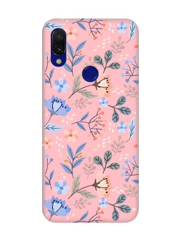 Матовий рожевий чохол на Xiaomi Redmi 7 :: Квітковий фон /принт 371/