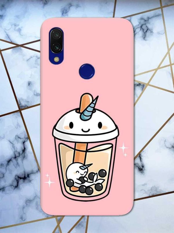 Матовий чохол з рожевими боками на Xiaomi Redmi 7 :: Коктейль Єдиноріг /принт 96/