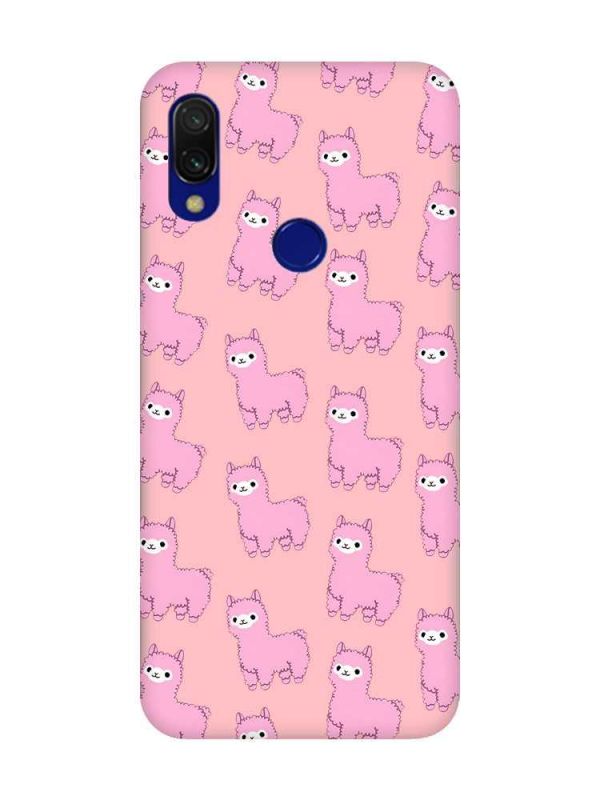Матовий чохол з рожевими боками на Xiaomi Redmi 7 :: Лами рожеві /принт 101/