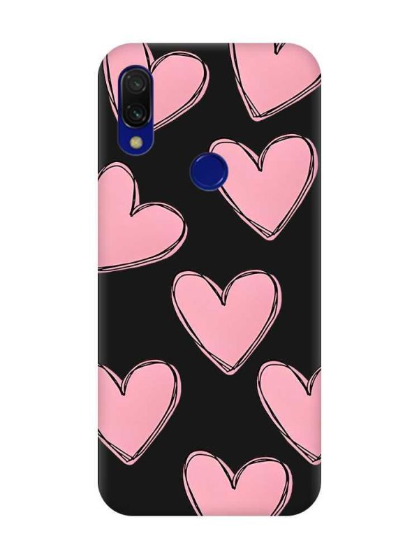 Матовий чохол з чорними боками на Xiaomi Redmi 7 :: Сердечка рожеві /принт 78/