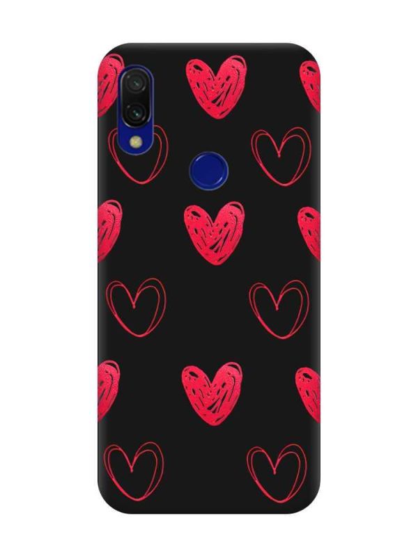 Матовий чохол з чорними боками на Xiaomi Redmi 7 :: Сердечка червоні /принт 77/