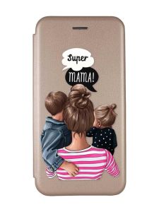 Чохол-книжка з малюнком на Xiaomi Redmi 7 :: Золотий :: Супер Мама /принт 29/